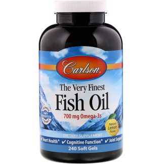 Carlson Labs, The Very Finest Fish Oil, Natural Lemon Flavor, 350 mg, 240 Soft Gels