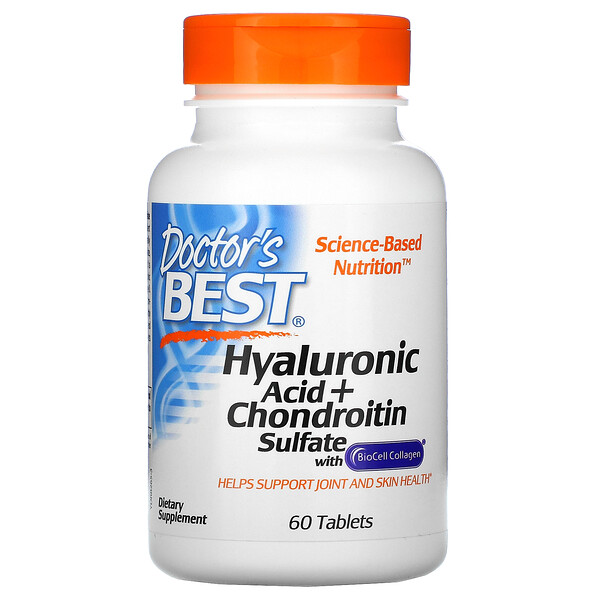 Doctor's Best, Hyaluronic Acid + Chondroitin Sulfate with BioCell Collagen, 60 Tablets 1 Doctor's Best, Hyaluronic Acid + Chondroitin Sulfate with BioCell Collagen, 60 Tablets