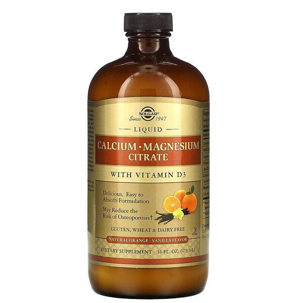 Solgar, Liquid Calcium Magnesium Citrate with Vitamin D3, Natural Orange Vanilla, 16 fl oz (473 ml) 1 Solgar, Liquid Calcium Magnesium Citrate with Vitamin D3, Natural Orange Vanilla, 16 fl oz (473 ml)
