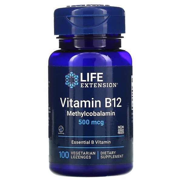 Life Extension, Vitamin B12, Methylcobalamin, 500 mcg, 100 Vegetarian