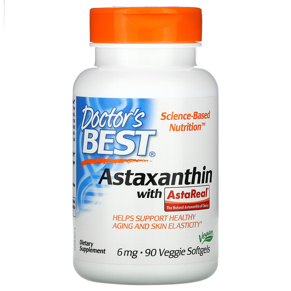 Doctor's Best, Astaxanthin with AstaReal, 6 mg, 90 Veggie Softgels 1 Doctor's Best, Astaxanthin with AstaReal, 6 mg, 90 Veggie Softgels