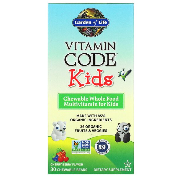 Garden of Life, Vitamin Code, Kids, Chewable Whole Food Multivitamin, Cherry Berry, 30 Chewable Bears 1 Garden of Life, Vitamin Code, Kids, Chewable Whole Food Multivitamin, Cherry Berry, 30 Chewable Bears