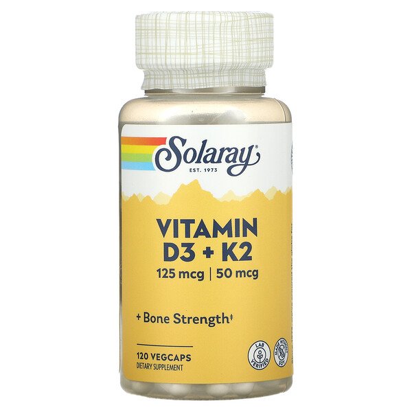 Solaray, Vitamin D3 + K2, 120 VegCapsSingapore