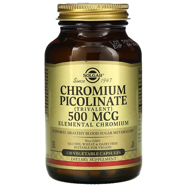 Solgar, Chromium Picolinate, 500 mcg, 120 Vegetable Capsules 1 Solgar, Chromium Picolinate, 500 mcg, 120 Vegetable Capsules