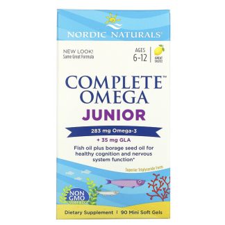 Nordic Naturals, Complete Omega Junior, Ages 6-12, Lemon, 283 mg, 90 Mini Soft Gels