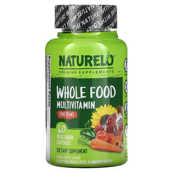 NATURELO, Whole Food Multivitamin for Teens, 60 Vegetarian Capsules 1 NATURELO, Whole Food Multivitamin for Teens, 60 Vegetarian Capsules
