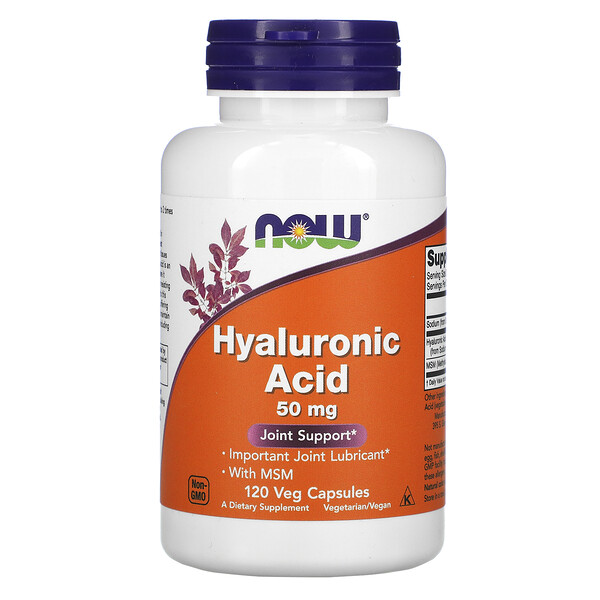 NOW Foods, Hyaluronic Acid with MSM, 50 mg, 120 Veg Capsules 1 NOW Foods, Hyaluronic Acid with MSM, 50 mg, 120 Veg Capsules