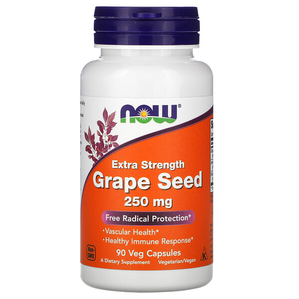 NOW Foods, Extra Strength Grape Seed, 250 mg, 90 Veg Capsules 1 NOW Foods, Extra Strength Grape Seed, 250 mg, 90 Veg Capsules