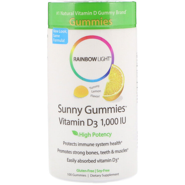 Rainbow Light, Sunny Gummies Vitamin D3, Lemon Flavor, 1,000 IU, 100 Gummies 1 Rainbow Light, Sunny Gummies Vitamin D3, Lemon Flavor, 1,000 IU, 100 Gummies