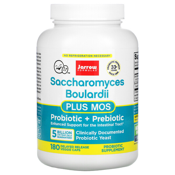 Jarrow Formulas, Saccharomyces Boulardii Plus MOS, 5 Billion, 180 Delayed Release Veggie Caps 1 Jarrow Formulas, Saccharomyces Boulardii Plus MOS, 5 Billion, 180 Delayed Release Veggie Caps