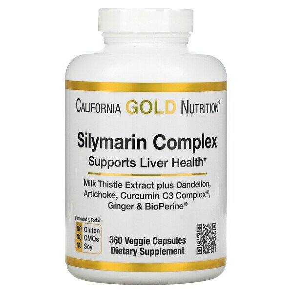 California Gold Nutrition, Silymarin Complex, Liver Health, Milk Thistle, Curcumin, Artichoke, Dandelion, Ginger, Black Pepper, 360 Veggie Capsules 1 California Gold Nutrition, Silymarin Complex, Liver Health, Milk Thistle, Curcumin, Artichoke, Dandelion, Ginger, Black Pepper, 360 Veggie Capsules