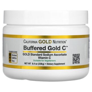 California Gold Nutrition, Buffered Gold C, Non-Acidic Vitamin C Powder, Sodium Ascorbate, 8.40 oz (238 g)