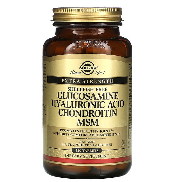Solgar, Glucosamine Hyaluronic Acid Chondroitin MSM, 120 Tablets 1 Solgar, Glucosamine Hyaluronic Acid Chondroitin MSM, 120 Tablets