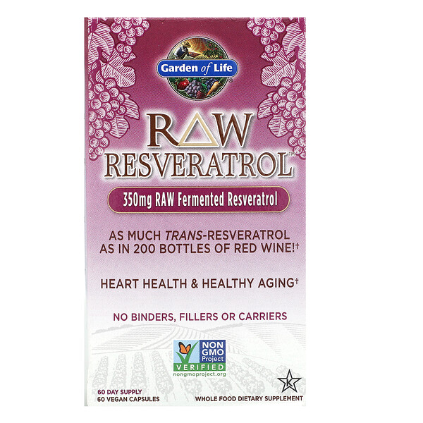 Garden of Life, RAW Resveratrol, 350 mg, 60 Vegan Capsules 1 Garden of Life, RAW Resveratrol, 350 mg, 60 Vegan Capsules