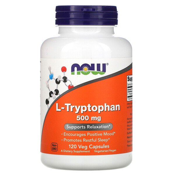 NOW Foods, L-Tryptophan, 500 mg, 120 Veg Caps 1 NOW Foods, L-Tryptophan, 500 mg, 120 Veg Caps