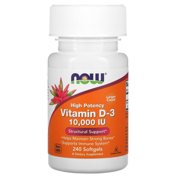 NOW Foods, Vitamin D-3, 250 mcg (10,000 IU), 240 Softgels 1 NOW Foods, Vitamin D-3, 250 mcg (10,000 IU), 240 Softgels
