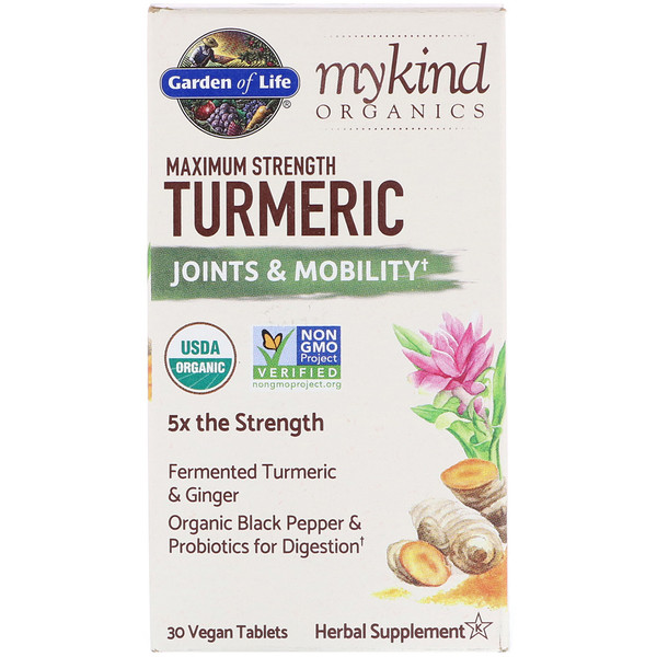 Garden of Life, MyKind Organics, Maximum Strength Turmeric, Joints & Mobility, 30 Vegan Tablets 1 Garden of Life, MyKind Organics, Maximum Strength Turmeric, Joints & Mobility, 30 Vegan Tablets
