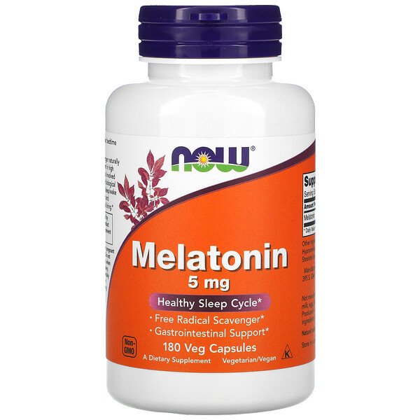 NOW Foods, Melatonin, 5 mg, 180 Veg Capsules 1 NOW Foods, Melatonin, 5 mg, 180 Veg Capsules