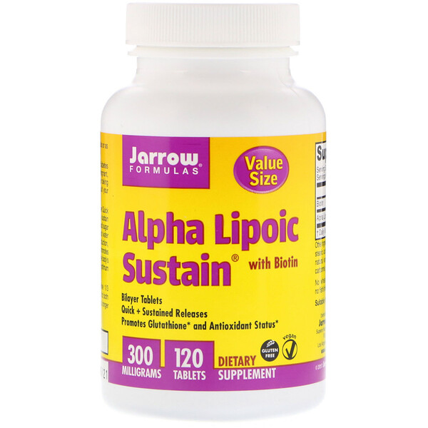 Jarrow Formulas, Alpha Lipoic Sustain with Biotin, 300 mg, 120 Tablets 1 Jarrow Formulas, Alpha Lipoic Sustain with Biotin, 300 mg, 120 Tablets