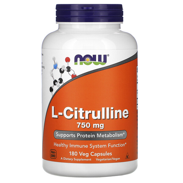NOW Foods, L-Citrulline, 750 mg, 180 Veg Capsules 1 NOW Foods, L-Citrulline, 750 mg, 180 Veg Capsules