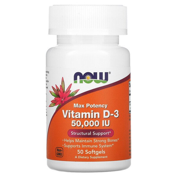 NOW Foods, Vitamin D3, 50,000 IU, 50 SoftgelsSingapore