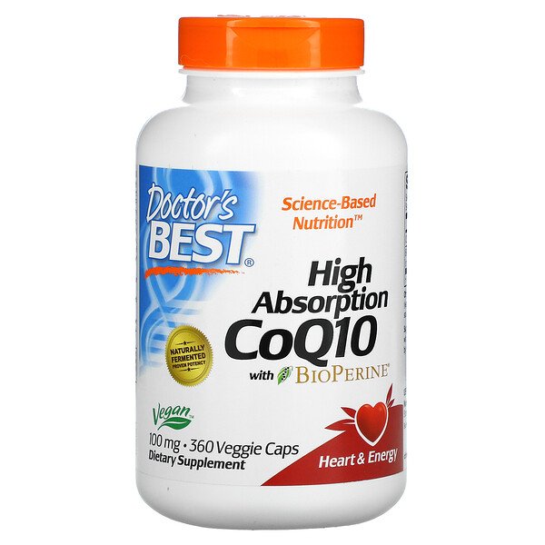 Doctor's Best, High Absorption CoQ10 with BioPerine, 100 mg, 360 Veggie Caps 1 Doctor's Best, High Absorption CoQ10 with BioPerine, 100 mg, 360 Veggie Caps