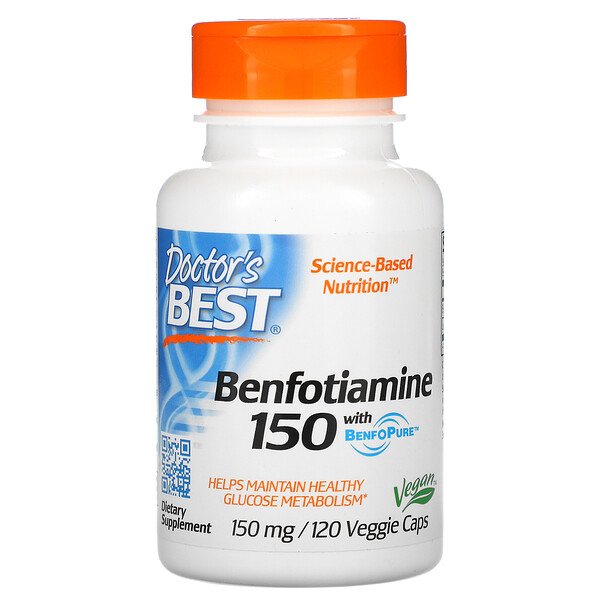Doctor's Best, Benfotiamine 150 with BenfoPure, 150 mg, 120 Veggie Caps 1 Doctor's Best, Benfotiamine 150 with BenfoPure, 150 mg, 120 Veggie Caps