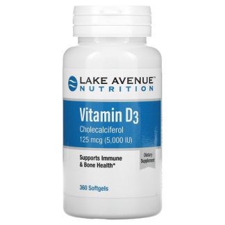 Lake Avenue Nutrition, Vitamin D3, 125 mcg (5,000 IU), 360 Softgels