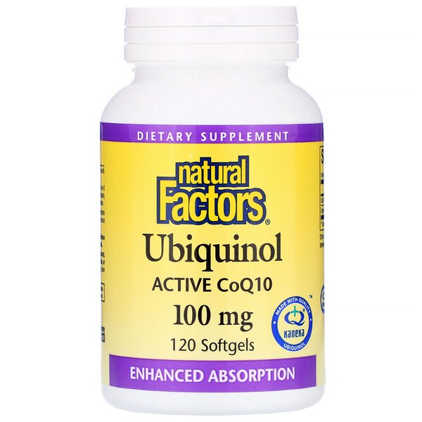 Natural Factors, Ubiquinol, QH Active CoQ10, 100 mg, 120 Softgels 1 Natural Factors, Ubiquinol, QH Active CoQ10, 100 mg, 120 Softgels