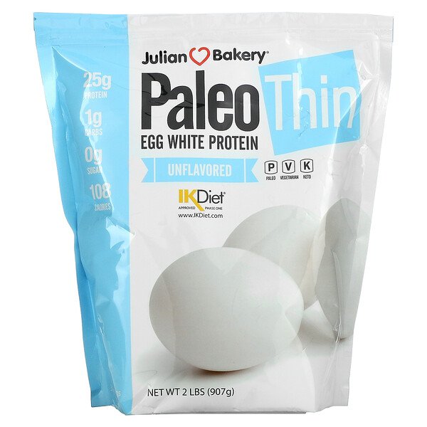 Julian Bakery, Paleo Thin, Egg White Protein, Unflavored, 2 lbs (907 g) 1 Julian Bakery, Paleo Thin, Egg White Protein, Unflavored, 2 lbs (907 g)