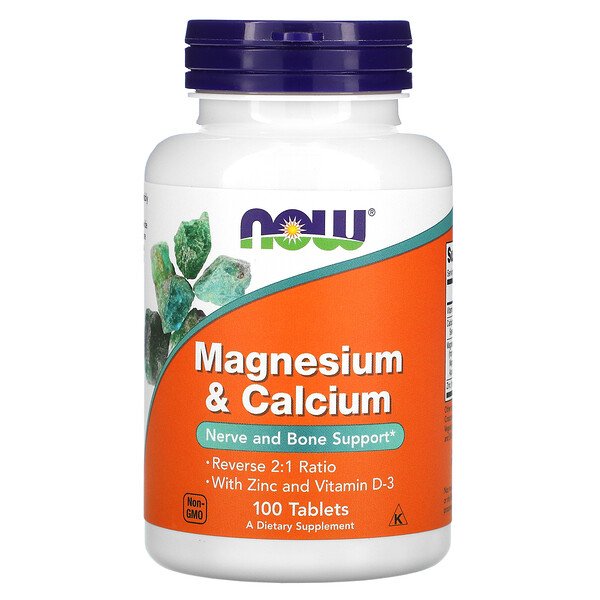 NOW Foods, Magnesium & Calcium, 100 Tablets 1 NOW Foods, Magnesium & Calcium, 100 Tablets
