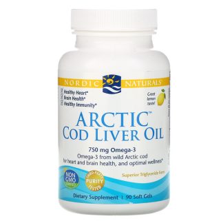 Nordic Naturals, Arctic Cod Liver Oil, Lemon, 250 mg, 90 Soft Gels
