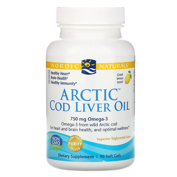 Nordic Naturals, Arctic Cod Liver Oil, Lemon, 250 mg, 90 Soft Gels 1 Nordic Naturals, Arctic Cod Liver Oil, Lemon, 250 mg, 90 Soft Gels