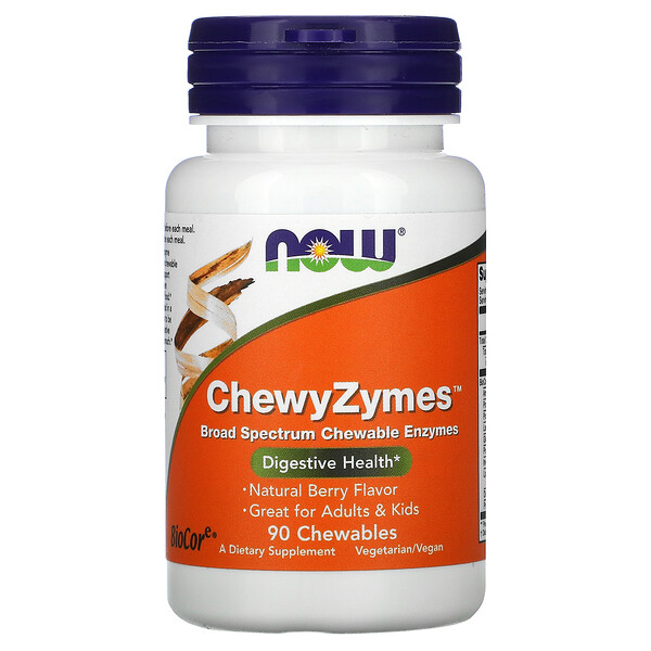 NOW Foods, ChewyZymes, Natural Berry Flavor, 90 Chewables 1 NOW Foods, ChewyZymes, Natural Berry Flavor, 90 Chewables