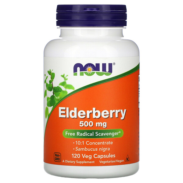NOW Foods, Elderberry, 500 mg, 120 Veg Capsules 1 NOW Foods, Elderberry, 500 mg, 120 Veg Capsules