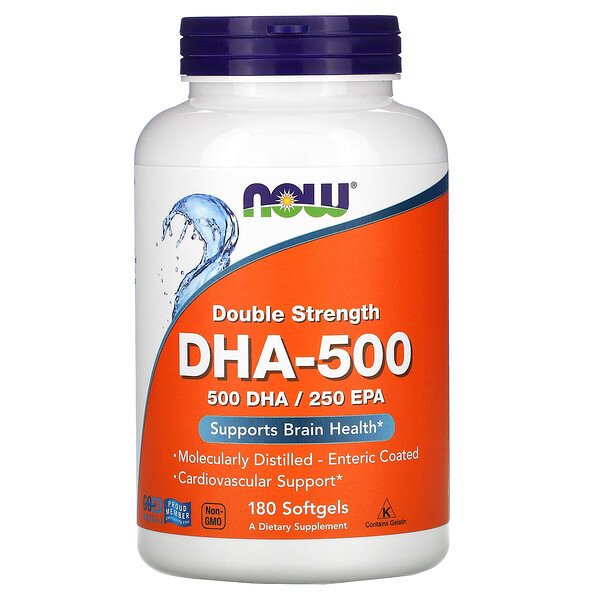 NOW Foods, DHA-500, Double Strength, 180 Softgels 1 NOW Foods, DHA-500, Double Strength, 180 Softgels