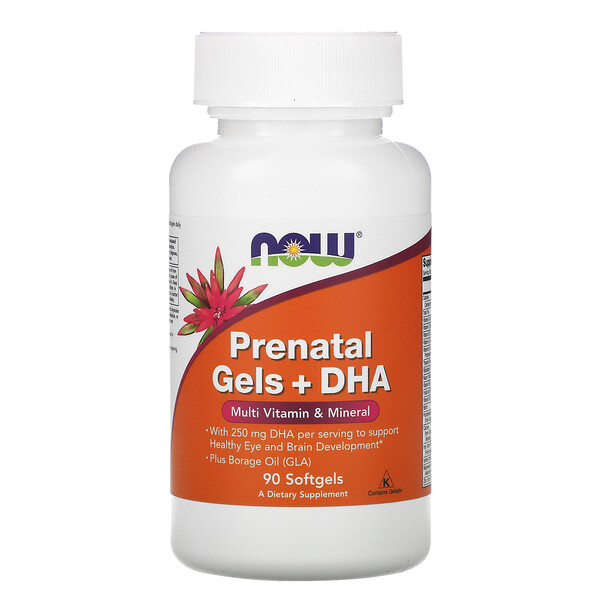 NOW Foods, Prenatal Gels + DHA, 90 Softgels 1 NOW Foods, Prenatal Gels + DHA, 90 Softgels