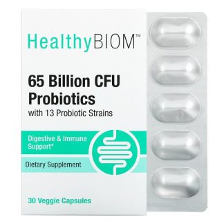 HealthyBiom, 65 Billion CFUs Probiotics, 30 Veggie Capsules