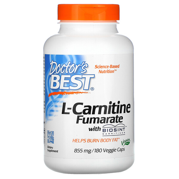 Doctor's Best, L-Carnitine Fumarate with Biosint Carnitines, 855 mg, 180 Veggie Caps 1 Doctor's Best, L-Carnitine Fumarate with Biosint Carnitines, 855 mg, 180 Veggie Caps
