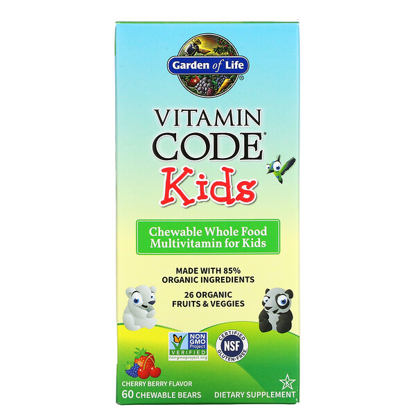 Garden of Life, Vitamin Code, Kids, Chewable Whole Food Multivitamin for Kids, Cherry Berry, 60 Chewable Bears 1 Garden of Life, Vitamin Code, Kids, Chewable Whole Food Multivitamin for Kids, Cherry Berry, 60 Chewable Bears