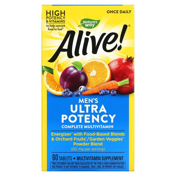 Nature's Way, Alive! Men's Ultra Potency Complete Multivitamin, 60 Tablets 1 Nature's Way, Alive! Men's Ultra Potency Complete Multivitamin, 60 Tablets