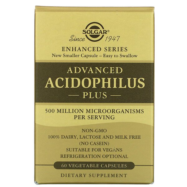 Solgar, Advanced Acidophilus Plus, 60 Vegetable Capsules 1 Solgar, Advanced Acidophilus Plus, 60 Vegetable Capsules