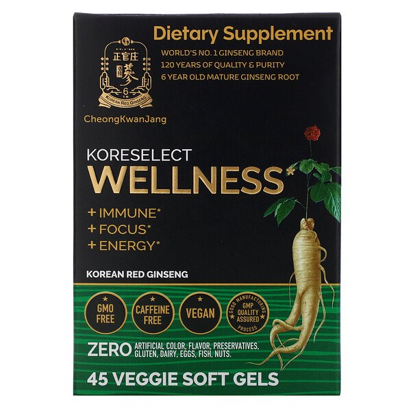 Cheong Kwan Jang, Koreselect, Wellness, 45 Veggie Soft Gels 1 Cheong Kwan Jang, Koreselect, Wellness, 45 Veggie Soft Gels