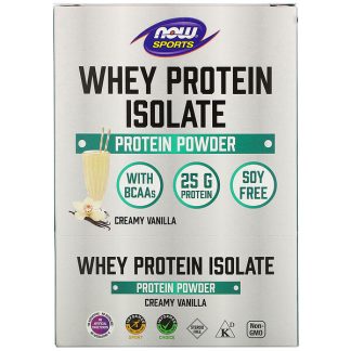 NOW Foods, Sports, Whey Protein Isolate, Creamy Vanilla, 8 Packets, 1.13 oz (32 g) Each