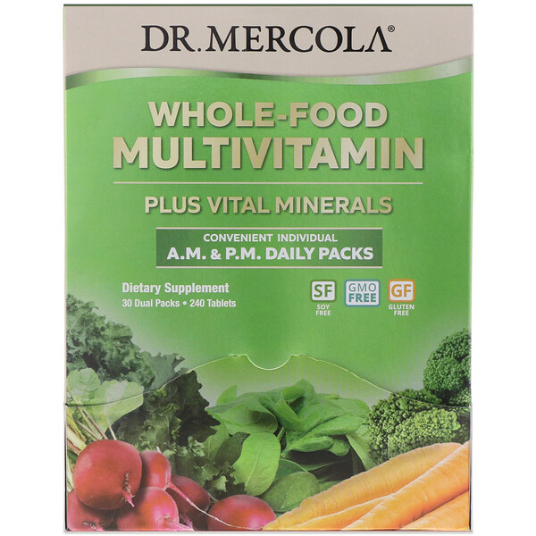 Dr. Mercola, Whole-Food Multivitamin A.M. & P.M Dr. Mercola, Whole-Food Multivitamin A.M. & P.M. Daily Packs, 30 Dual Packs