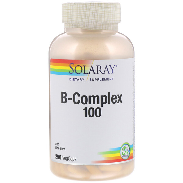 Solaray, B-Complex 100 with Aloe Vera, 250 VegCaps 1 Solaray, B-Complex 100 with Aloe Vera, 250 VegCaps