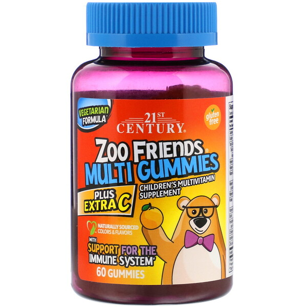 21st Century, Zoo Friends Multi Gummies, Plus Extra C, 60 Gummies 1 21st Century, Zoo Friends Multi Gummies, Plus Extra C, 60 Gummies