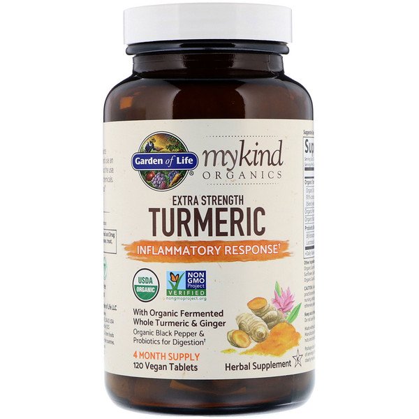 Garden of Life, MyKind Organics, Extra Strength Turmeric, Inflammatory Response, 120 Vegan Tablets 1 Garden of Life, MyKind Organics, Extra Strength Turmeric, Inflammatory Response, 120 Vegan Tablets