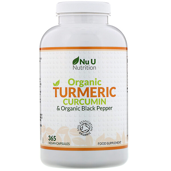 Nu U Nutrition, Organic Turmeric Curcumin & Organic Black Pepper, 365 Vegan Capsules