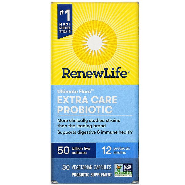 Renew Life, Extra Care, Ultimate Flora Probiotic, 50 Billion Live Cultures, 30 Vegetarian Capsules 1 Renew Life, Extra Care, Ultimate Flora Probiotic, 50 Billion Live Cultures, 30 Vegetarian Capsules